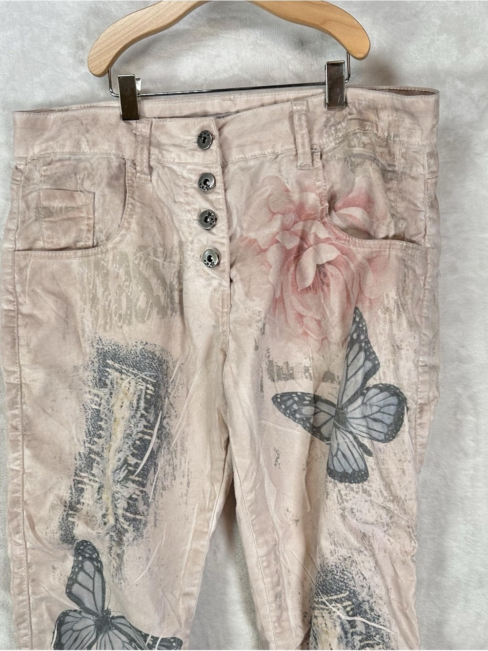 RARE Vintage Y2K Made in Italy Low Rise Butterfly Print Pants by Angela Mara - Picture 2 of 10